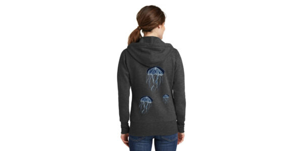 Jellyfish Heather Gray Hoodie Feminine Cut - Image 2