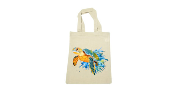 Sea Turtle on Canvas Tote Natural